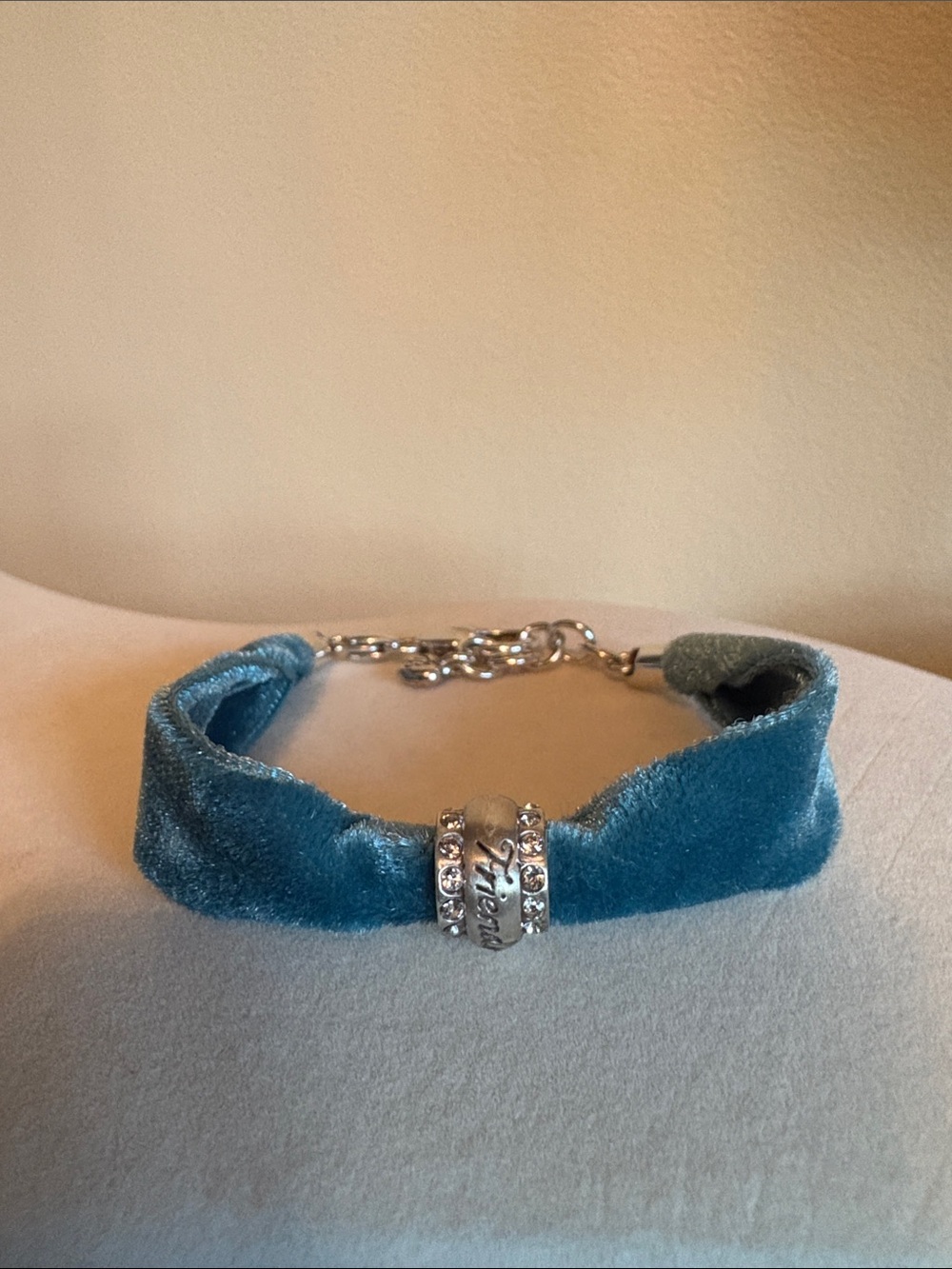 Brighton Teal Velvet bracelet with Silver 'Friends' bead
